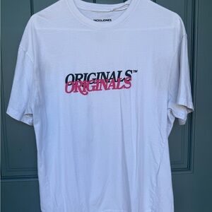 Jack & Jones Originals Oversized White T-Shirt with 3D Logo Print